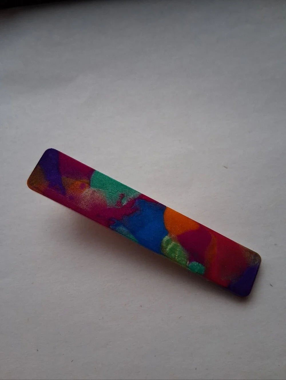 5/$25 Hand Crafted Multicolor Resin Bar Hair Clip